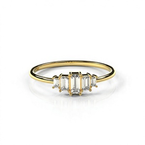 18K Gold Plated Minimalist Graduated Baguette Cut Diamond Lightweight Dainty Stacking Engagement Ring Fine Jewelry Gift Women - Product Image 1