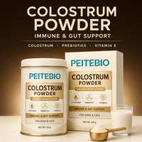 Poudre de colostrum PEITEBIO pour chiens et chats avec prébiotiques et vitamine E, saveur lait crémeux, soutien immunitaire et intestinal, 120g