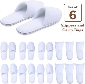 Custom logo White Dense Velvet Wedding <b>Bathroom</b> SPA Disposable Hotel <b>slippers</b> for Guests - Product Image 3