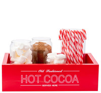 Boîte de rangement en bois pour chocolat chaud, décoration de Noël peinte, cadeau classique pour la maison, la cuisine, le bureau