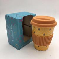 Festival hadiah perusahaan Fashion hadiah pesta untuk pekerja warna oranye bambu bubuk eco cup