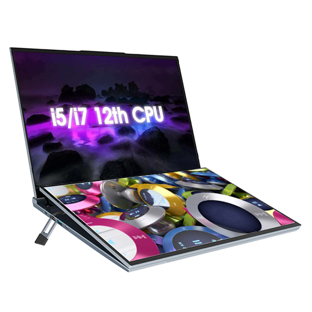 2025 New Dual Screen Laptop 16 Inch + 16 Inch Touch Screen Intel I7-1260P Processor Laptop DDR4 SSD Notebook
