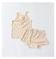 Ensemble de vêtements d'été unisexe pour bébés et enfants Vêtements sans manches pour nouveau-nés en coton Ensemble deux pièces pour nouveau-nés