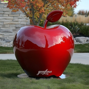 Grandes espacios al aire libre Estatuas gigantes de fibra de vidrio Escultura de manzanas verdes - Product Image 4