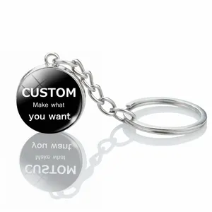 Logo Foto Text Benutzer definierte Schlüssel ring personal isierte doppelseitige Glaskugel Schlüssel anhänger Geschenk für Hochzeit Geburtstags feier Tourismus Werbung