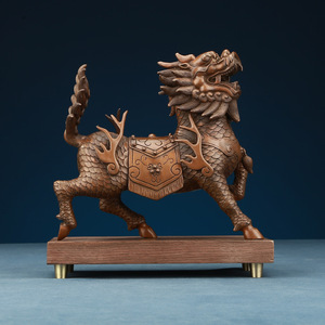 Copper Qilin Figurine 2Pcs Feng Shui <b>Desk</b> Decor Office Home Decoration Gift - Product Image 2
