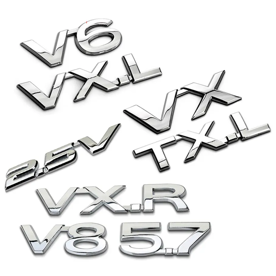 2.5V V6 V8 VX VXR TXL VXL Emblem for Toyota Reiz Land Cruiser Prado Rav4 Tundra Trunk Lid Sticker Displacement Auto Accessories