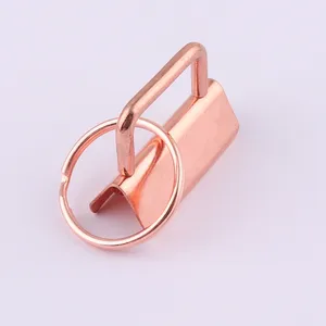 32mm Rose Gold Color Metal Key Fob Hardware With Split Key Ring For Keychain