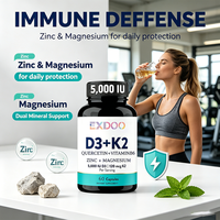 Superalimento para la Salud, Cápsulas de Vitamina D3 K2 5000 UI para Adultos, con Magnesio B6, Zinc y Quercetina, para Energía, Sistema Inmunitario y Salud Muscular