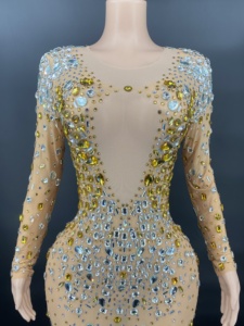 NOVANCE Y2372 Guangzhou <span class=keywords><strong>abbigliamento</strong></span> scintillante cristallo di diamante <span class=keywords><strong>abbigliamento</strong></span> femminile manica lunga cerniera fine abiti formali <span class=keywords><strong>per</strong></span> <span class=keywords><strong>matrimonio</strong></span> - Product Image 2