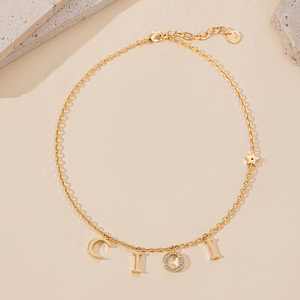 Collana con Ciondolo a Stella e Lettera Iniziale Personalizzata in Acciaio Inossidabile Placcato <span class=keywords><strong>Oro</strong></span> 18K di Fanhua Jewelry <span class=keywords><strong>D</strong></span> - Product Image 3