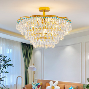Lámpara de Araña Moderna de Cristal, Redonda, E27 LED, para Sala de Estar o Dormitorio, Estilo Villa de Alta Gama - Product Image 2