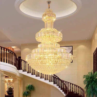 Lustre suspendu en cristal de luxe de style loft pour salon, décoration LED pour villas, hôtels, couloirs