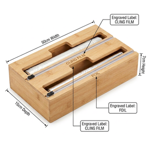 Dispensador de Envoltura de Plástico de Bambú Extra Grande de 50 cm con Cortador Deslizante, Compatible con Rollos Comerciales Profesionales de 18 Pulgadas - Product Image 3