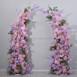 Arche de fleurs artificielles en soie rose vif K36 pour mariage, décoration d'arche de mariage, arrangement floral pour arche de mariage - Product Image 6