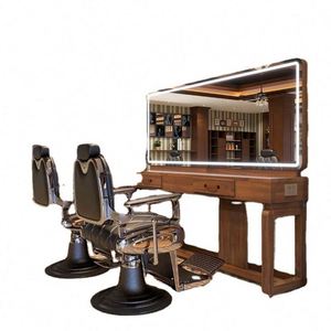 Station de coiffure en bois Suessen avec miroir double face et siège pour salon de beauté - Product Image 2