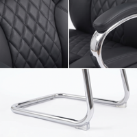 Chaise de bureau exécutive moderne en cuir PU robuste pour bureau à domicile, hauteur réglable, base en alliage d'aluminium, accoudoirs