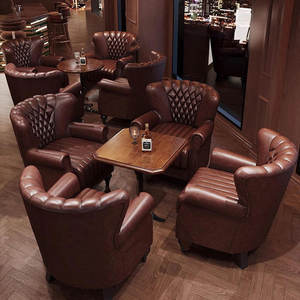 Conjunto de <span class=keywords><strong>Muebles</strong></span> de Bar Estilo Americano Personalizado, Mesa de Pub de Madera Maciza con Sillas y Bancos - Product Image 1