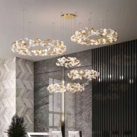 BGST projet personnalisé décoration intérieure hôtel Villa maison boutique Ginkgo feuille céramique suspension lustre de luxe suspension