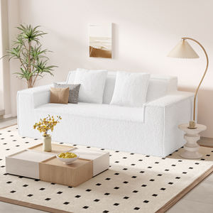 Sofá Cama Cuadrado Moderno de Chenilla, 2-3 Plazas, Sin Ensamblaje, Almohadas Extraíbles, Esponja de Alta Capacidad, Muebles para Sala de Estar - Product Image 1