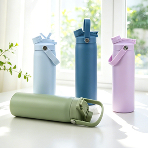 Bulk Double Wall Stainless Steel Custom Sport <b>Bottle</b> 24oz Insulated Tumbler with 2-in-1 Dual Function Lid <b>Straw</b> & Chug Cap - Product Image 1