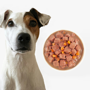 Cibo Umido per Animali Domestici OEM in Offerta, Snack per <span class=keywords><strong>Cani</strong></span> in Lattina da 375g, Manzo con Verdure, Cibo in Scatola per Animali - Product Image 1