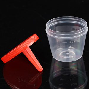 Gobelet d'échantillonnage Feiyue 40 ml en plastique transparent avec bouchon à vis gradué pour usage en laboratoire - Product Image 1