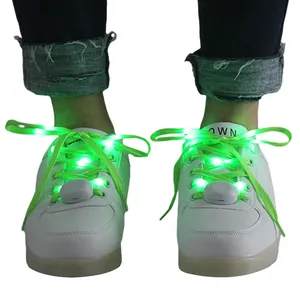 Wholesale Recycled Nylon Luminous LED Light-Up Shoelaces Glowing Electric in RGB Color for Halloween Christmas New Year Easter