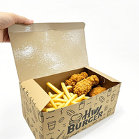 Caja de Cartón Kraft para Comida Rápida, con Diseño Personalizado, para Pollo Frito, Papas Fritas, Snacks, Hot Dogs y Hamburguesas, con Impresión de Logotipo Personalizado