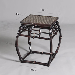 Ming Qing Style Bamboo Square <b>Table</b> Set 5 Piece Chinese Design <b>Dining</b> Room Furniture With Four <b>Stools</b> - Product Image 3