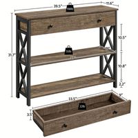 Meilleures ventes, table console moderne en bois avec tiroir et 2 étagères de rangement ouvertes pour le salon