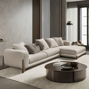 Hiện đại rắn gỗ chân khung phòng khách cắt sofa đồ nội thất Set ý Sherpa boucle vải <span class=keywords><strong>couch</strong></span> L hình dạng góc sofa - Product Image 1