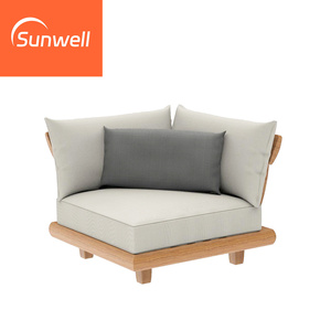 Mobilier d'extérieur luxueux au design moderne, canapés de jardin imperméables en bois de teck, ensembles de canapés en tissu pour hôtel et villa pour le salon, le parc et le patio - Product Image 4