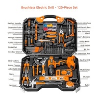 Ensemble d'outils de quincaillerie domestique, perceuse à main à batterie au lithium, kit combiné, boîte à outils, acier au carbone de haute qualité pour l'installation de meubles