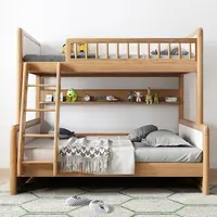 Двухъярусная кровать из массива дуба с лестницами и ящиками для хранения для детей и близнецов