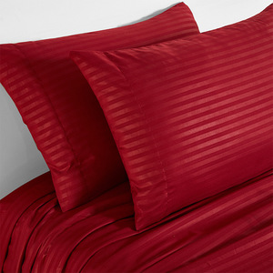 Luxury 1800 Ultra-Soft Red Striped 4-Piece Eco-Friendly Modern Microfiber Bed Sheet Set for Hotel Use - Product Image 2