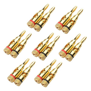 Connecteurs de fil de câble de haut-parleur audio musical plaqué or pour outil de ligne de haut-parleur à usage domestique rouge et noir - Product Image 1