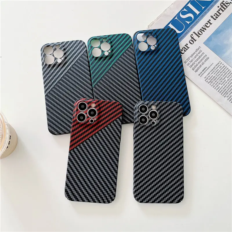 Ultra Thin Carbon Fiber Texture Hard Case for iPhone 14 13 12 Pro Max Case Aramid Phone Case