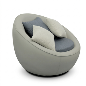 Fauteuil de loisirs de luxe Mikahome, style transitionnel, rembourré, en cuir PU, pivotant à 360°, inclinable, avec structure en fer et bois, pour hall d'hôtel - Product Image 5