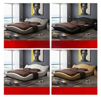 Lit King Size de Luxe, Mobilier de Chambre Moderne, Cadre de Lit Élégant en Bois, Lit Rembourré en Cuir avec Rangement