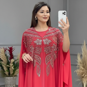 Abaya Dubái Turquía Islámica Musulmana, Vestido Africano Oversize con Apliques para Mujer, Chiffon Boubou <span class=keywords><strong>Ankara</strong></span> Dashiki Poliéster de Alta Calidad 2 - Product Image 1
