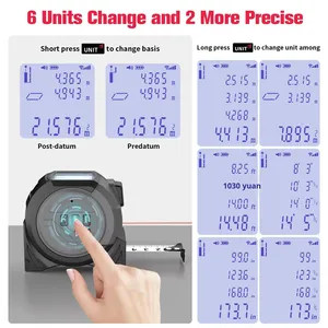 جهاز قياس المسافة بالليزر الصناعي 3 في 1 محمول باليد مع شريط قياس متقاطع للاستخدام الداخلي والخارجي - حصري للبيع بالجملة عبر الحدود - Product Image 3