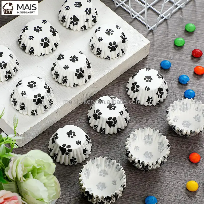 Maisbakkerij Hondenpoot Ontwerp Mini Cupcake Voering Bakbekers Papier Kleine Snoepbekers Maken Benodigdheden Wit Bakken Cupcake Liner