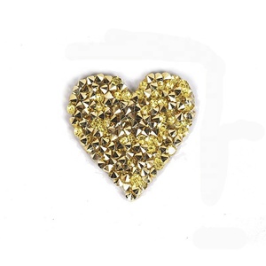 Phụ kiện trang trí quần áo tự làm, miếng dán hình trái tim đính đá 35mm, đính nóng, màu vàng bạc đỏ hồng, kiểu hạt lấp lánh - Product Image 3