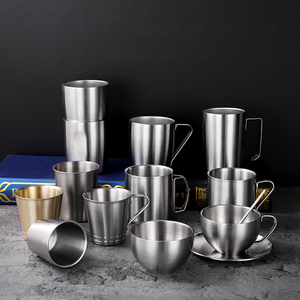 ถ้วยกาแฟสแตนเลสสองชั้น304แก้วน้ำเงินสำหรับใช้ในบ้านและห้องครัว - Product Image 3