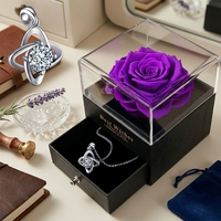 Hflora nouveau produit en gros roses conservées boîte à bijoux pour toujours fleur dans une boîte-cadeau cadeau de noël pour mère petite amie