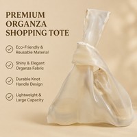 Sac cadeau en organza imprimé avec logo personnalisé, sac à nœud japonais scintillant, pochette cosmétique de luxe pour mariage, sac de shopping réutilisable