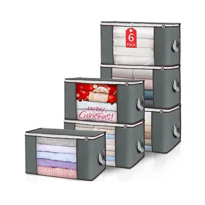 6 Pack Grote Capaciteit 90l Quilt Deken Niet-Geweven Opvouwbare Kleding Opbergtas Organizer Voor Kast Organizer