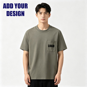 Camisetas lisas de manga corta con cuello redondo y bolsillo al por mayor, camisetas personalizadas con impresión al por mayor, camisetas de algodón para hombre. - Product Image 3