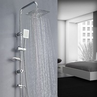 Kit de robinet et poignée de salle de bain simplement chromé colonne de douche ensemble de douche à effet pluie en acier inoxydable